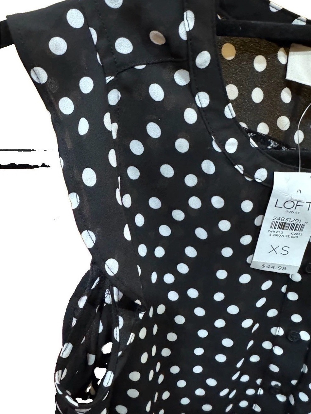 48.LOFT Black and White Polka Dot Sleeveless Blouse - Picture 4 of 9